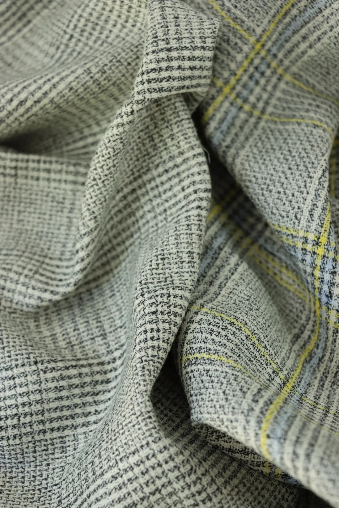 1YD PRECUT; Black & Ivory Yarn Dyed Hemp & Organic Cotton Plaid