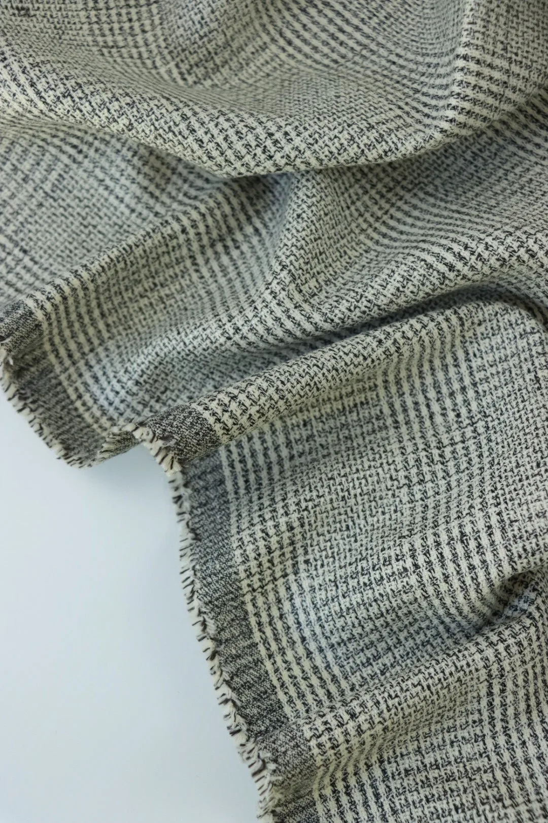 1YD PRECUT; Black & Ivory Yarn Dyed Hemp & Organic Cotton Plaid
