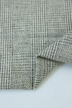 1YD PRECUT; Black & Ivory Yarn Dyed Hemp & Organic Cotton Plaid