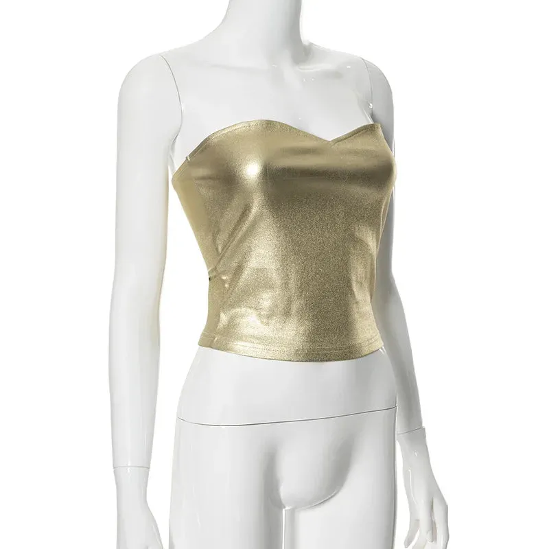 2025 Women's Summer Solid Color Sleeveless Slim Tube Top – Exposed Midriff Casual Hot Molten Vest