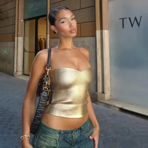 2025 Women's Summer Solid Color Sleeveless Slim Tube Top – Exposed Midriff Casual Hot Molten Vest
