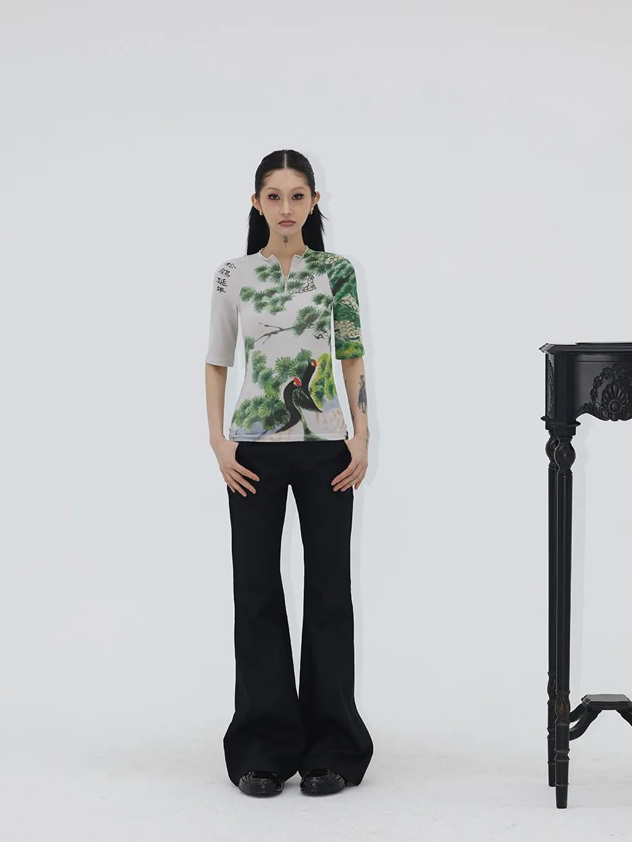 【24s May.】Curved Workwear Fabric Flared Pants