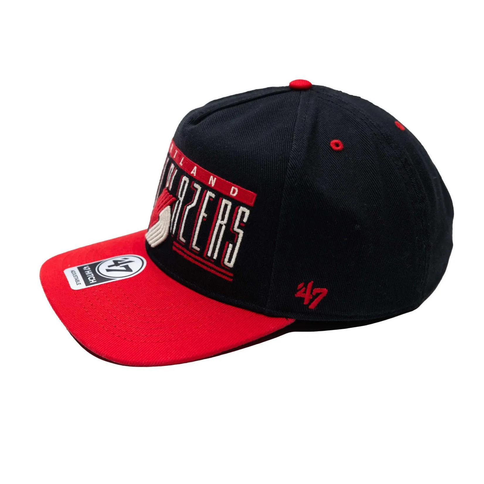 47 Brand Blazers Double Baseline Black and Red Snapback
