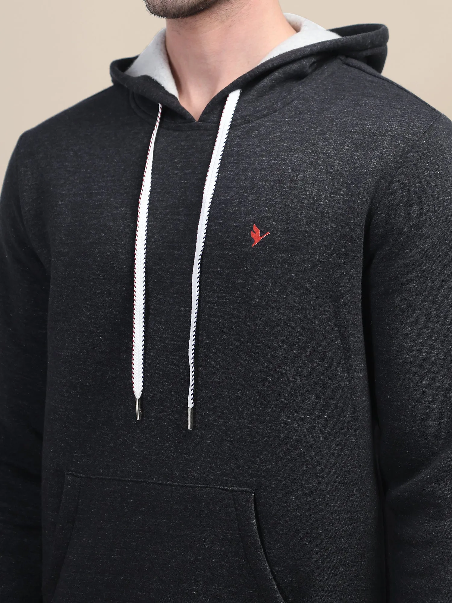 AMSWAN MEN'S BLACK STYLISH AND COMFORTABLE FIT HOODIE