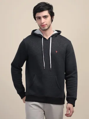 AMSWAN MEN'S BLACK STYLISH AND COMFORTABLE FIT HOODIE