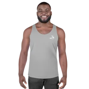 Athletic Apparatus Grey 2 White logo Unisex Tank Top