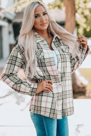 Autumn Sunsets Flannel Buttoned Plaid Shacket