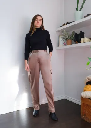 Babaton Champagne Refined Satin Cargo Pant - 8/10