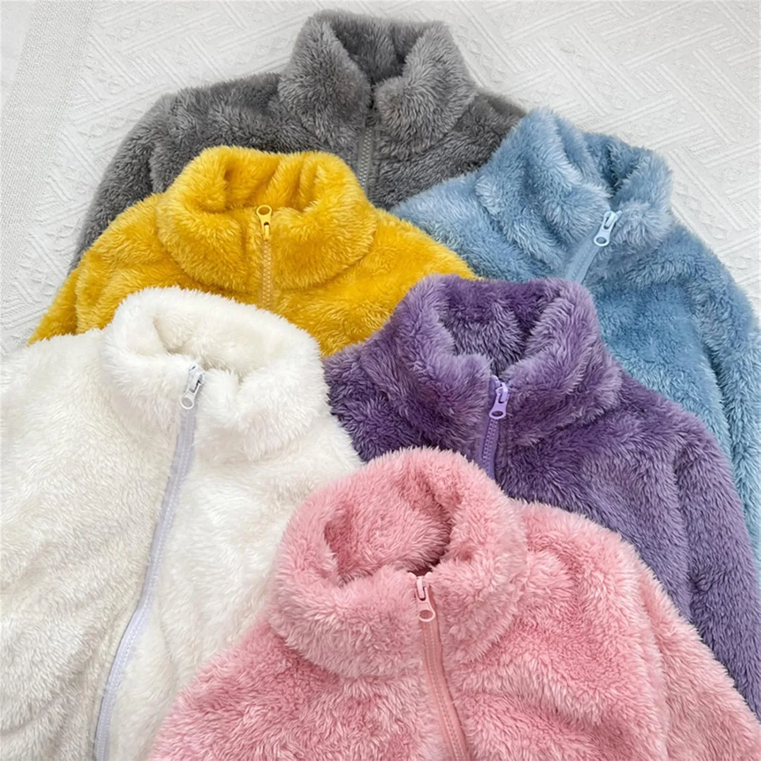 Baby Boys Girls Sherpa Fleece Jacket Full Zip Fall Windproof Coat Toddler Fuzzy Fleece Sweatshirt Kids Winter Coat