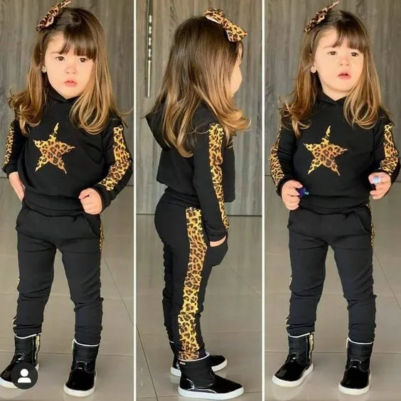 Babygirl Leopard Jacket Tracksuit Top & Leggings Pants Outfit Set