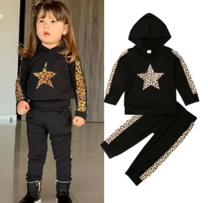 Babygirl Leopard Jacket Tracksuit Top & Leggings Pants Outfit Set