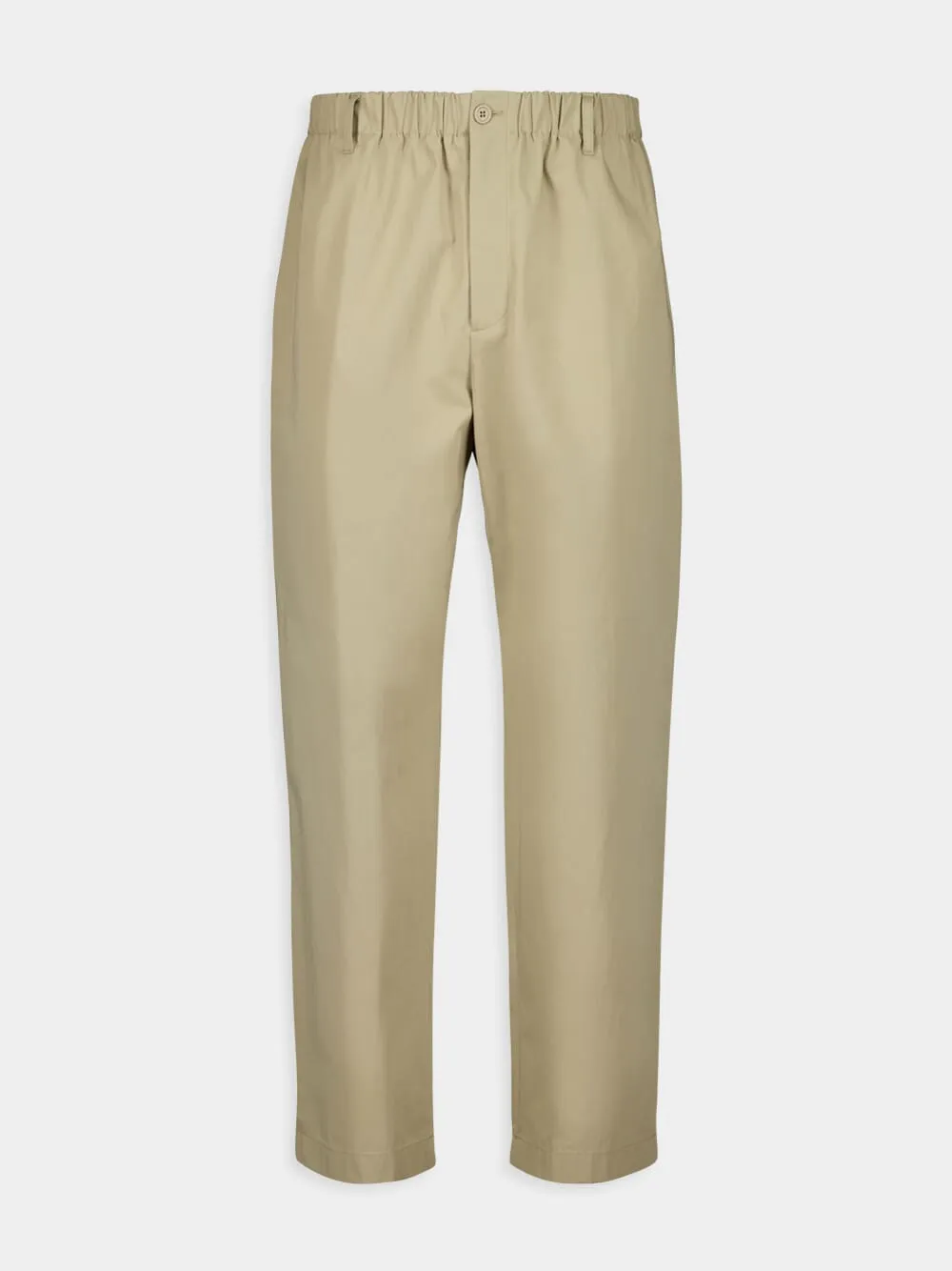 Beige Cotton Poplin Trousers