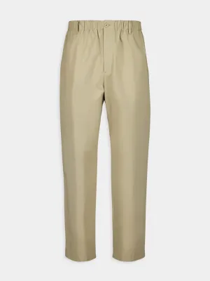 Beige Cotton Poplin Trousers