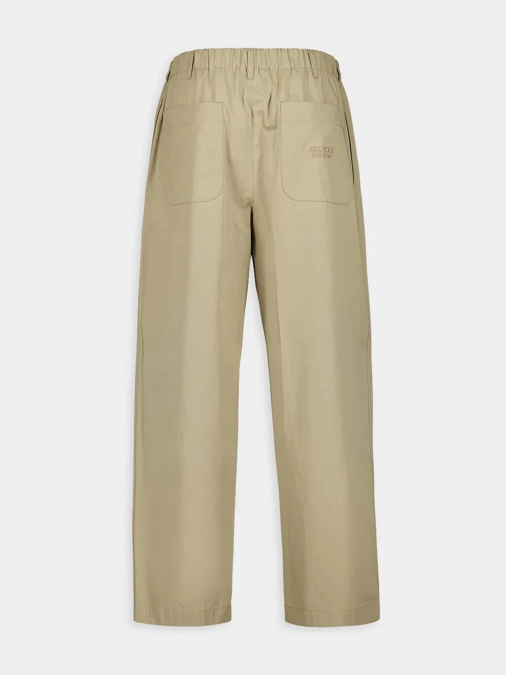 Beige Cotton Poplin Trousers