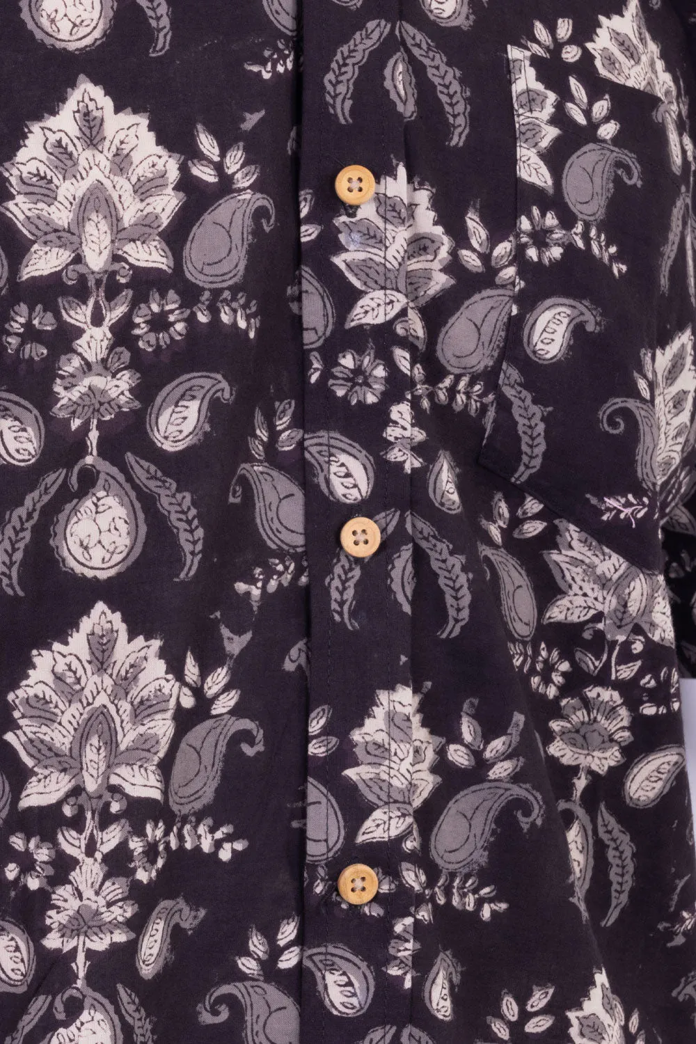 Black Half Sleeve Jahota Printed Cotton Mens Shirt 10074327