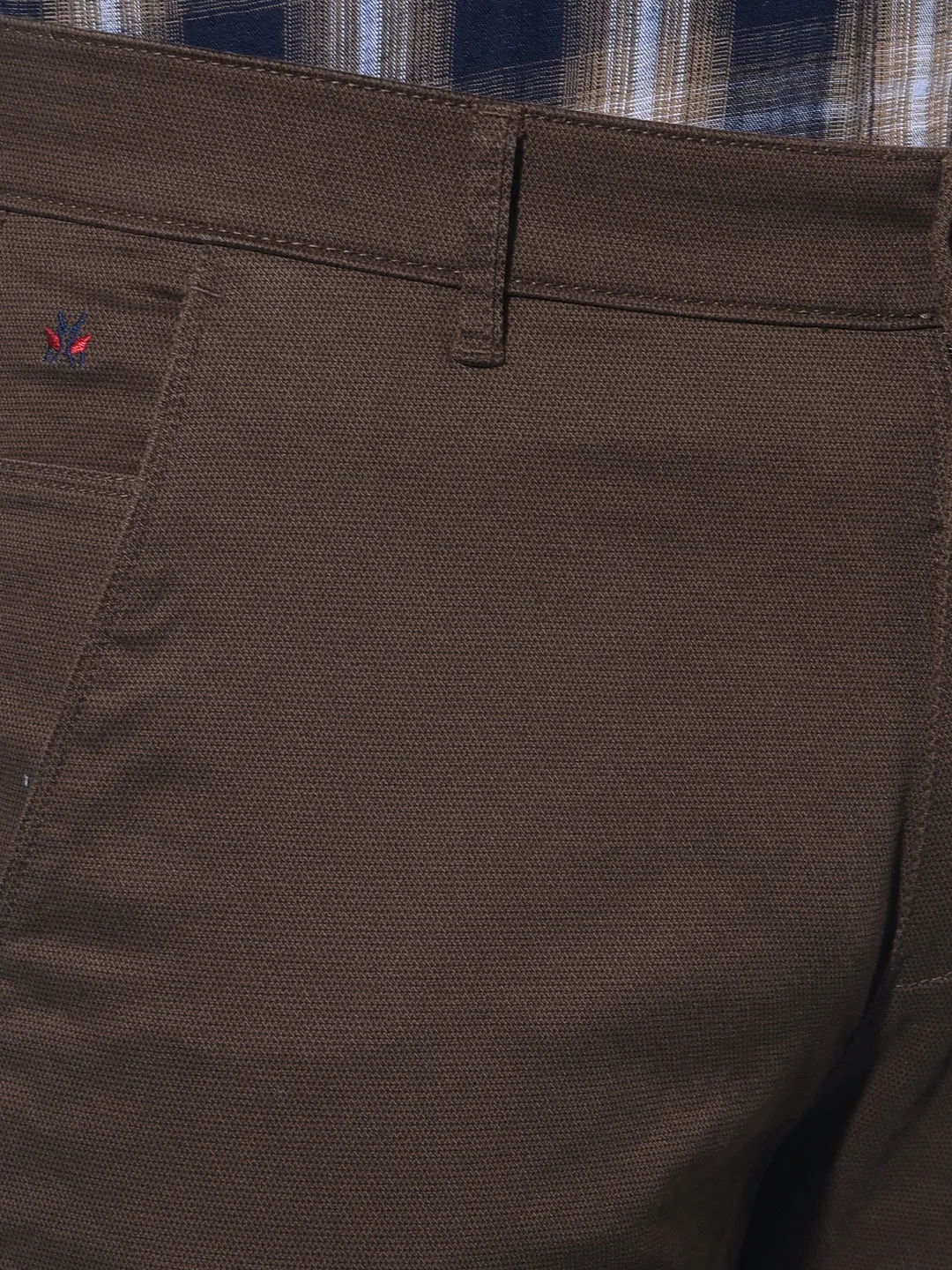 Brown Printed Dobby Trousers