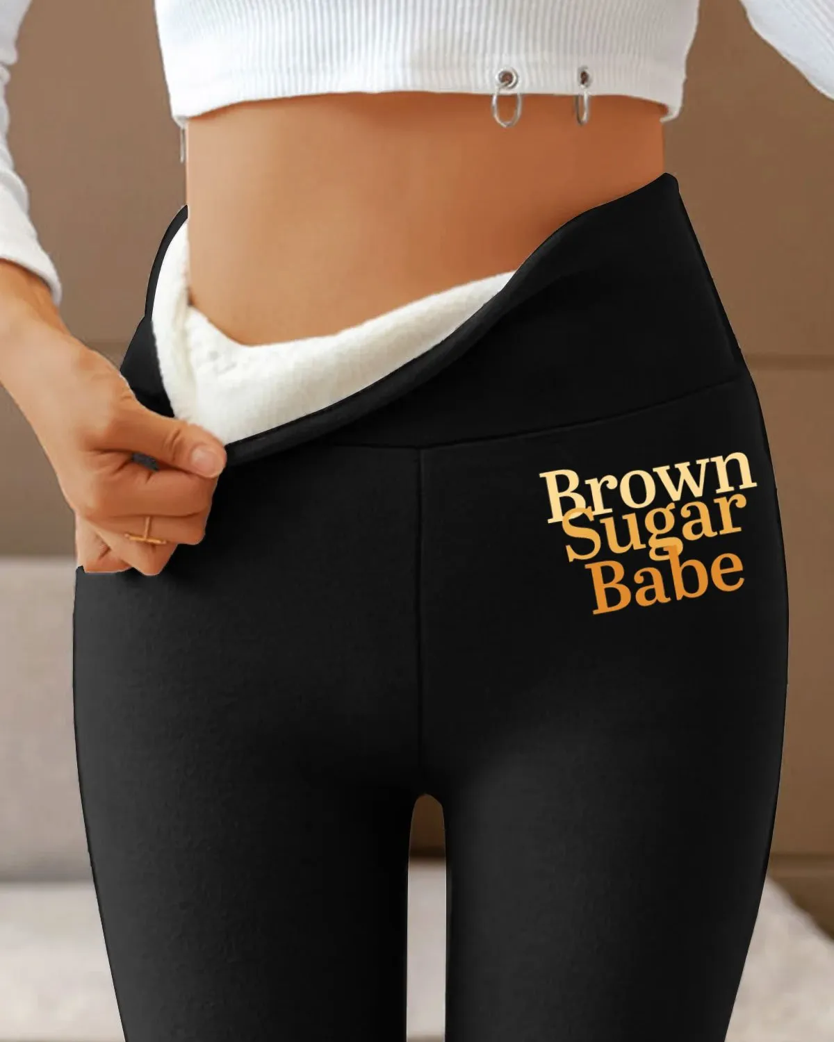 Brown Suger Baby Fleece Warm Leggings