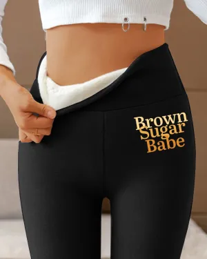 Brown Suger Baby Fleece Warm Leggings