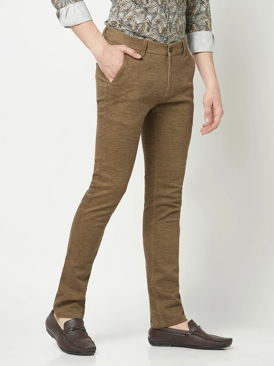 Brown Textured Trousers