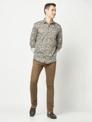 Brown Textured Trousers