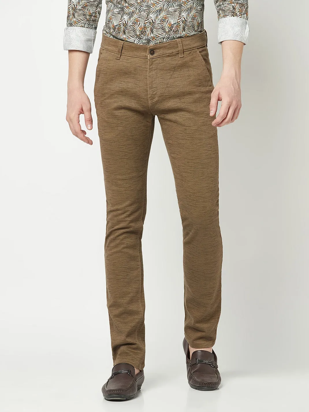 Brown Textured Trousers