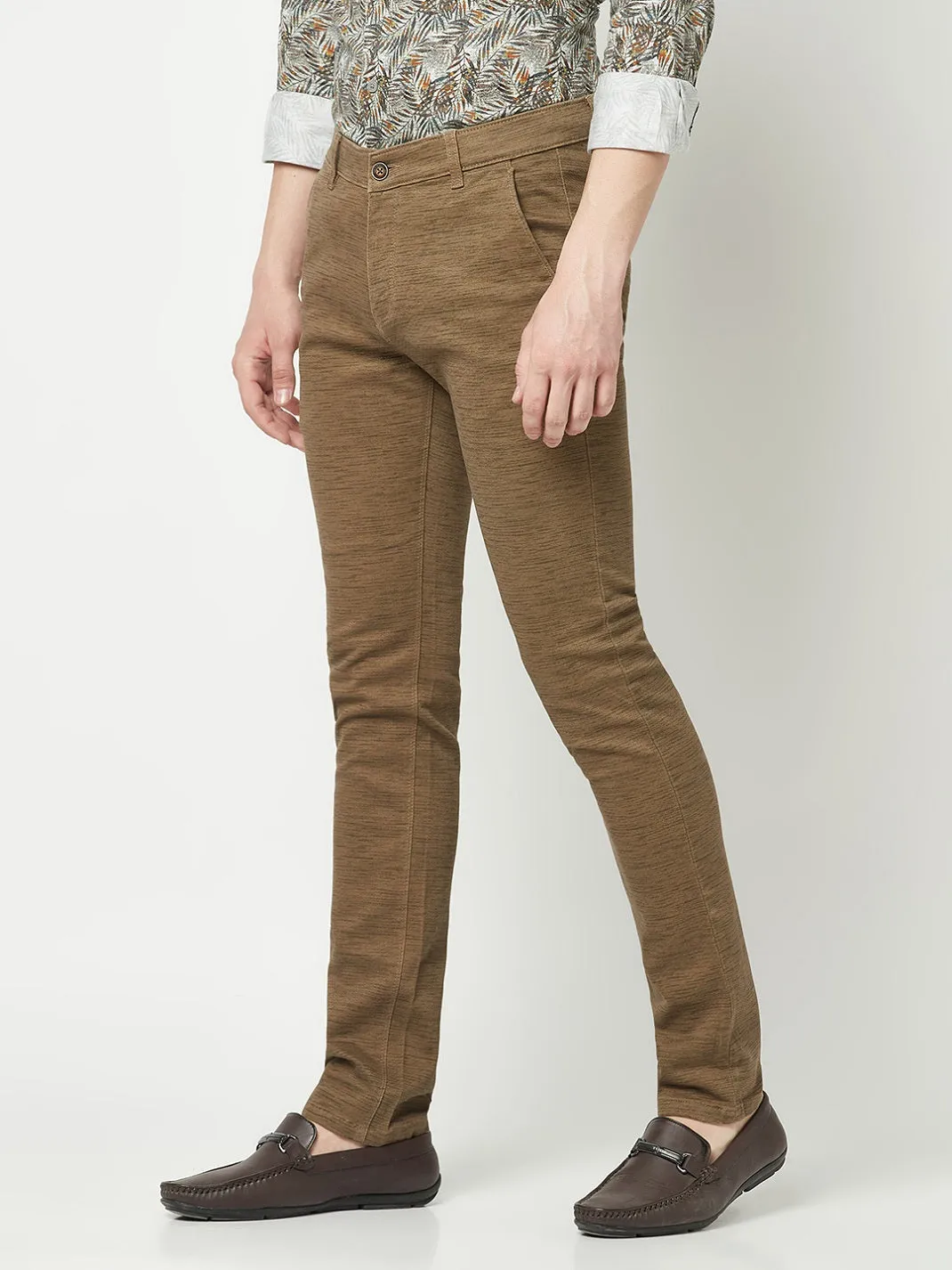 Brown Textured Trousers