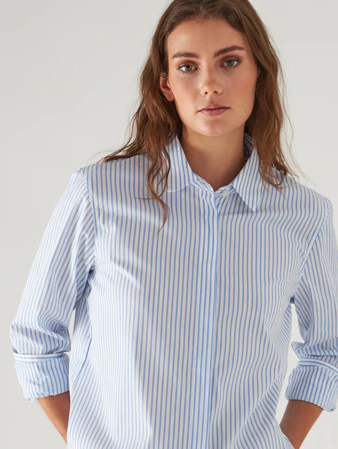 Cotton Stripe Shirt - Pool