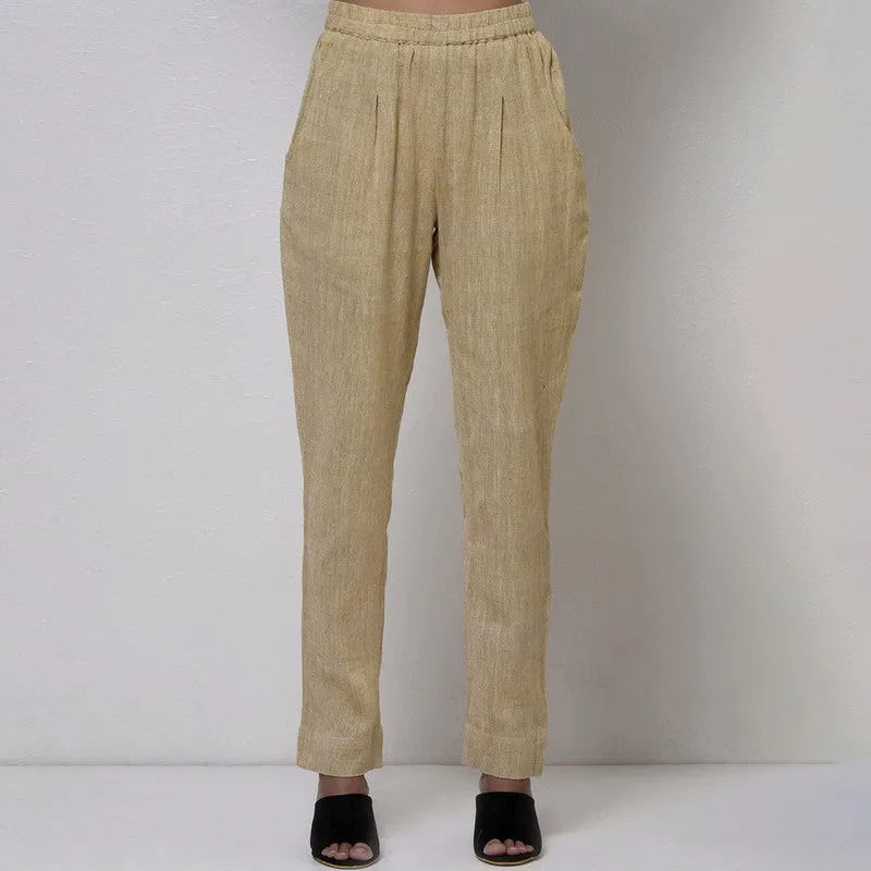 Cotton Trouser For Women | Regular Fit | Khaki