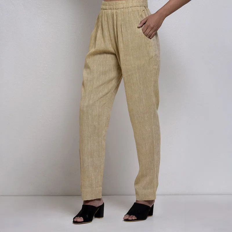 Cotton Trouser For Women | Regular Fit | Khaki