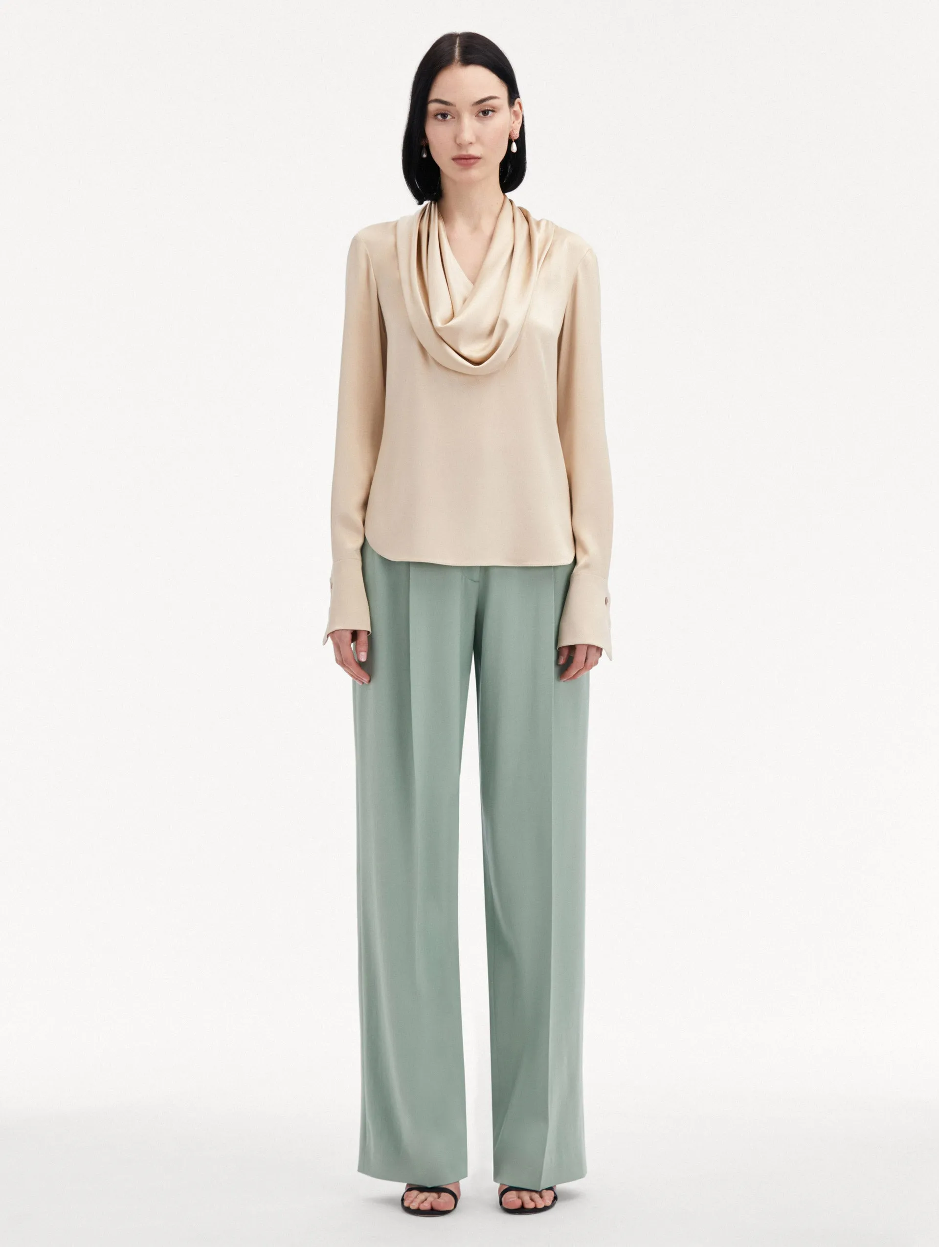 Cowl Neck Satin Blouse