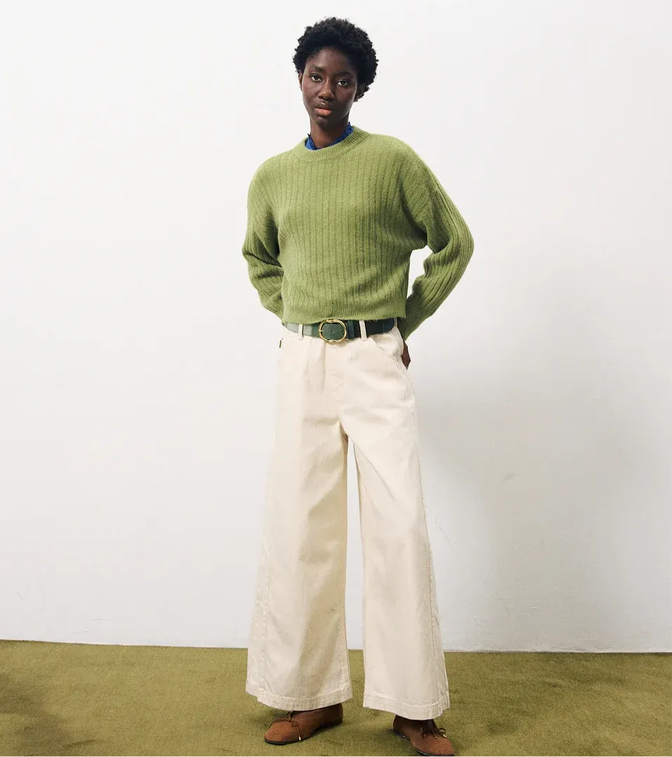 Cream Wide Leg Trousers