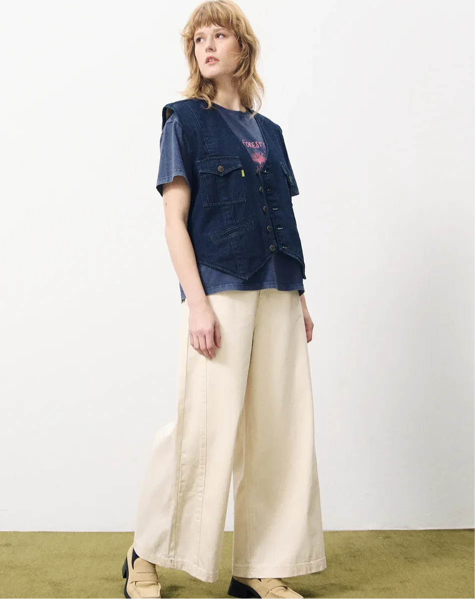 Cream Wide Leg Trousers