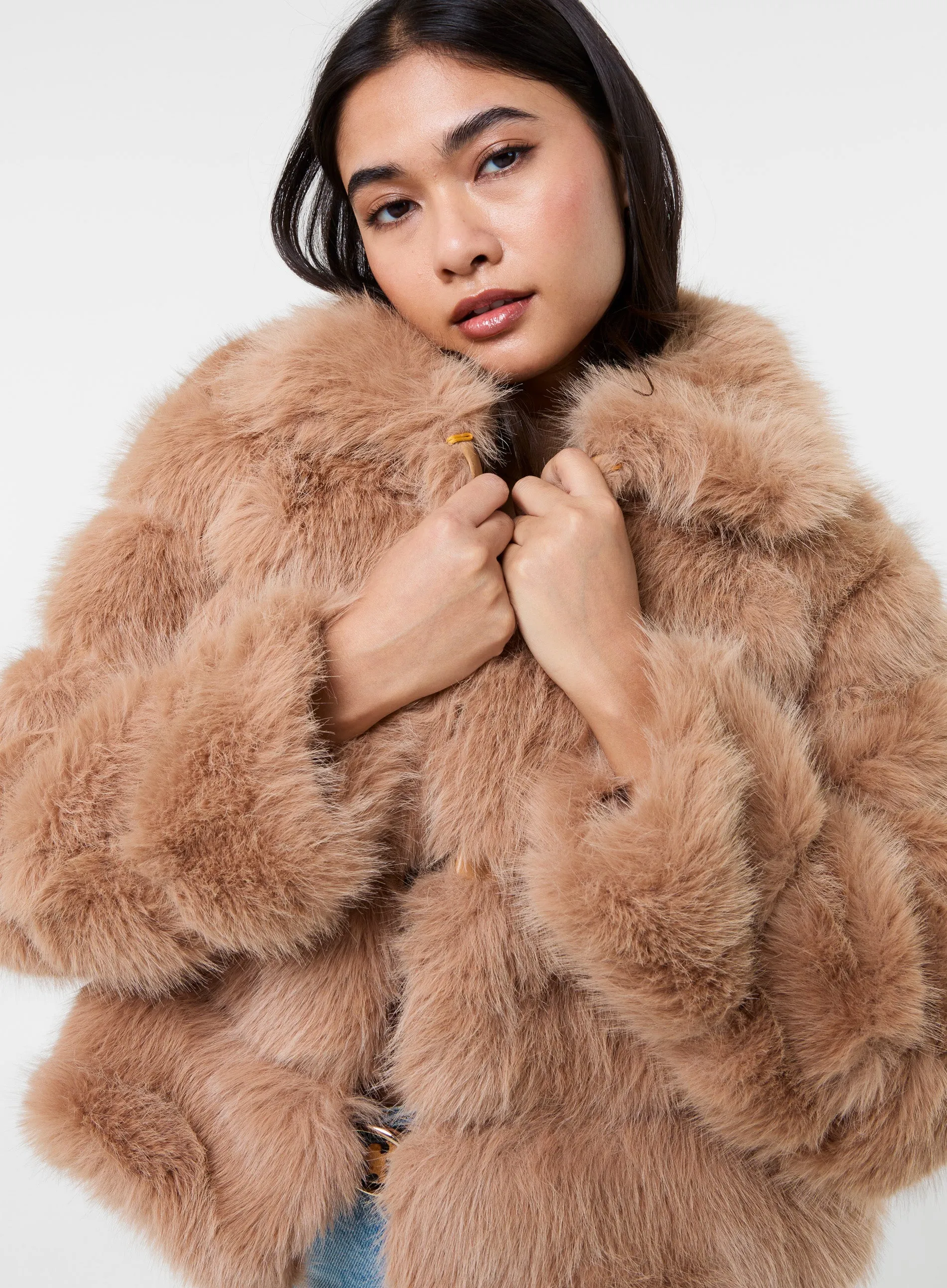 Cropped Fur Pelted Jacket