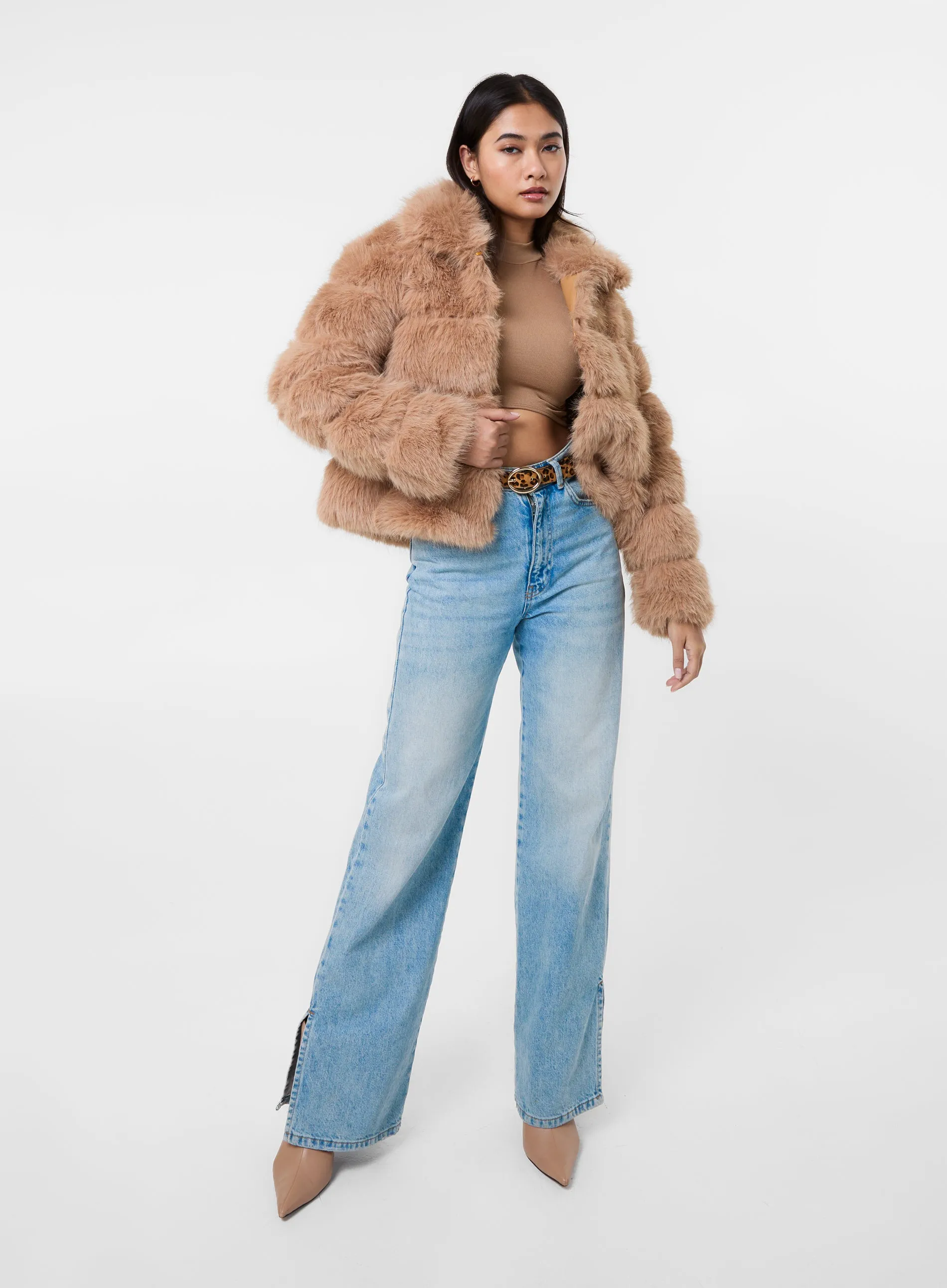 Cropped Fur Pelted Jacket