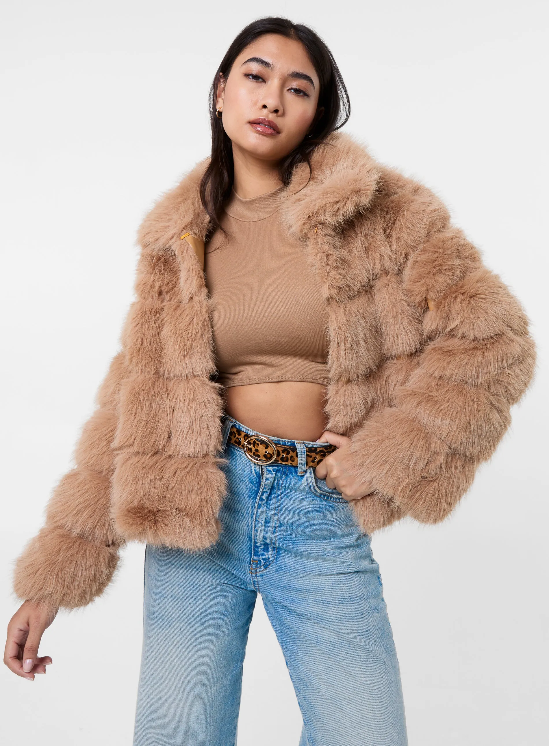 Cropped Fur Pelted Jacket