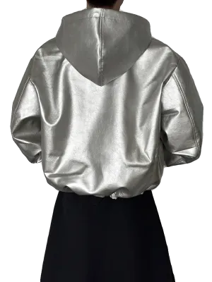 Dab Silver Leather Hoodie