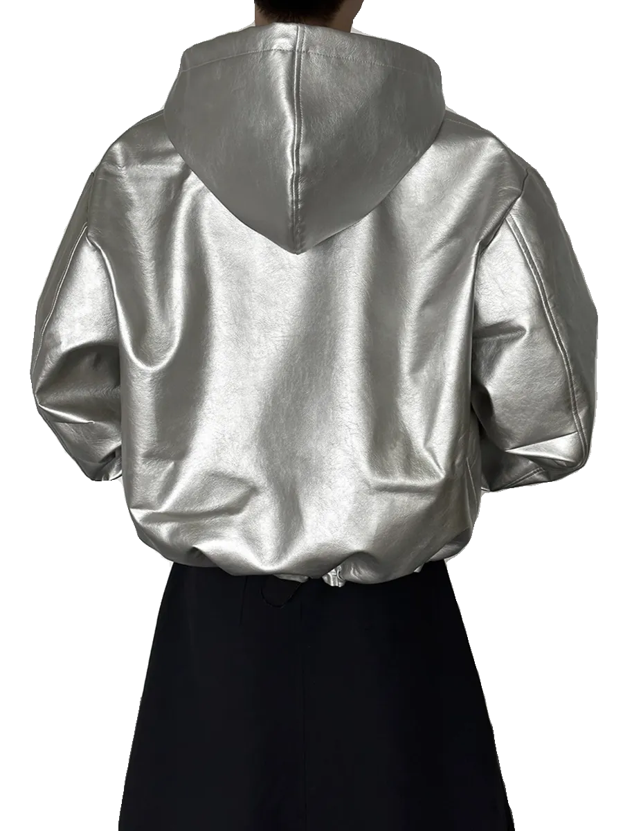 Dab Silver Leather Hoodie