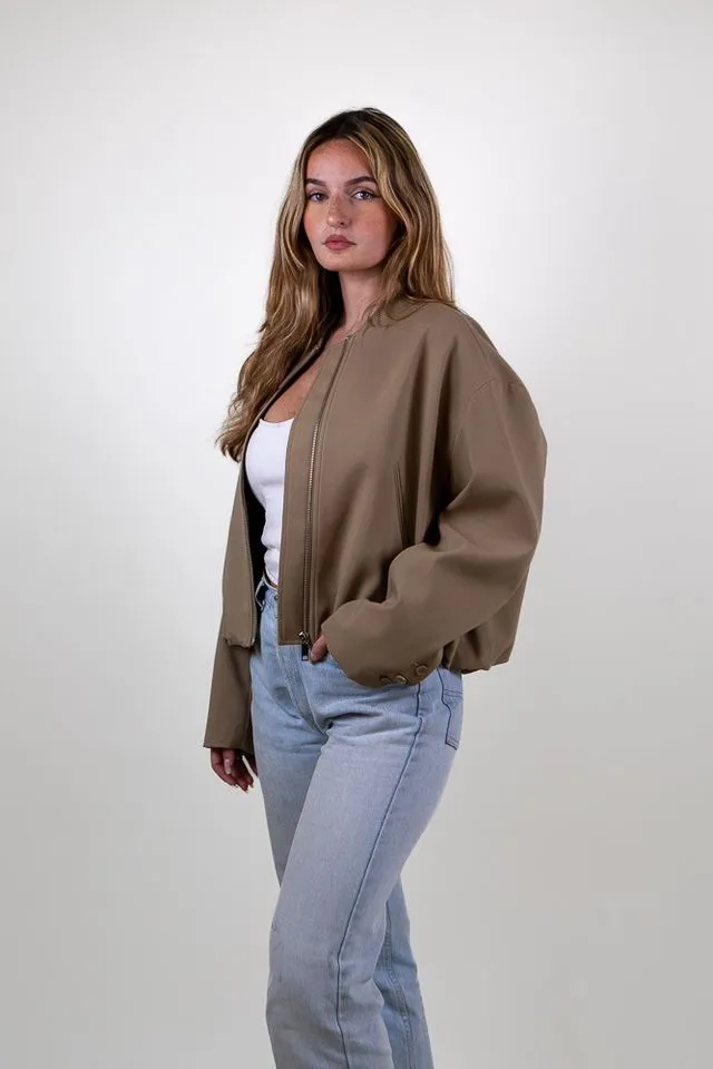 Elegant Cropped Bomber Jacket