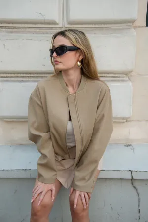Elegant Cropped Bomber Jacket