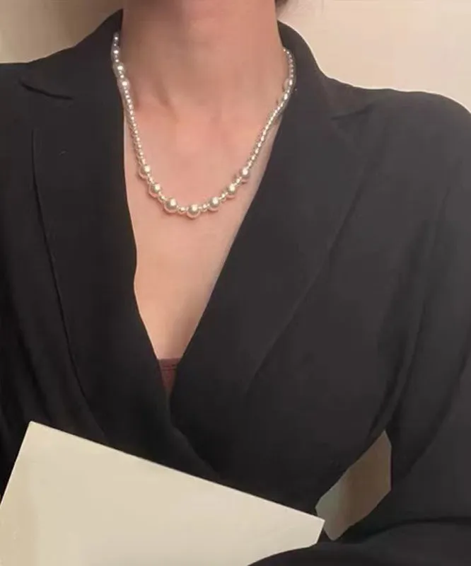 Fashion White Pearl Layered Gratuated Bead Necklace PO015