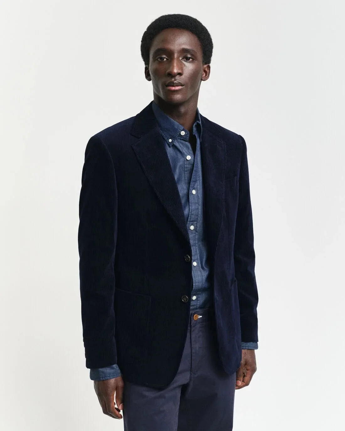 GANT Slim Fit Corduroy Suit Jacket in Evening Blue