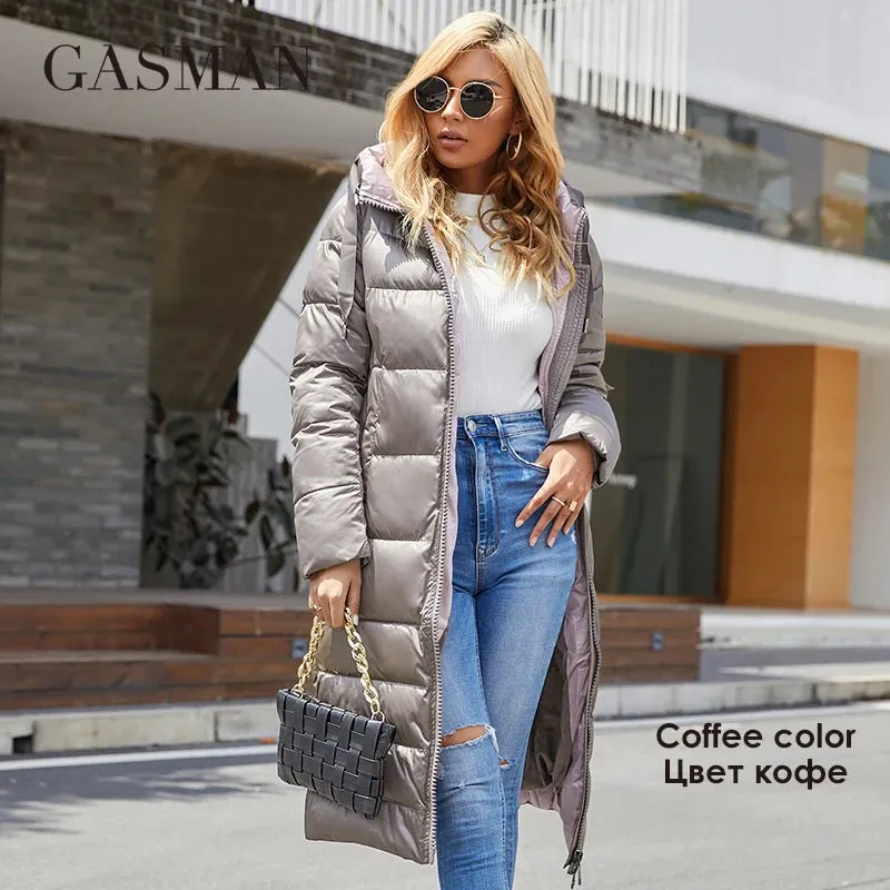 GASMAN Neue 2022 unten jacke weibliche Mode lange Designer frauen winter parka Marke Kontras warme outwear frauen mantel 21792