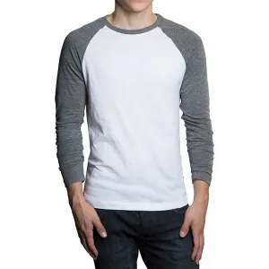 GENTS - Long Sleeve Baseball Raglan in White with Grey