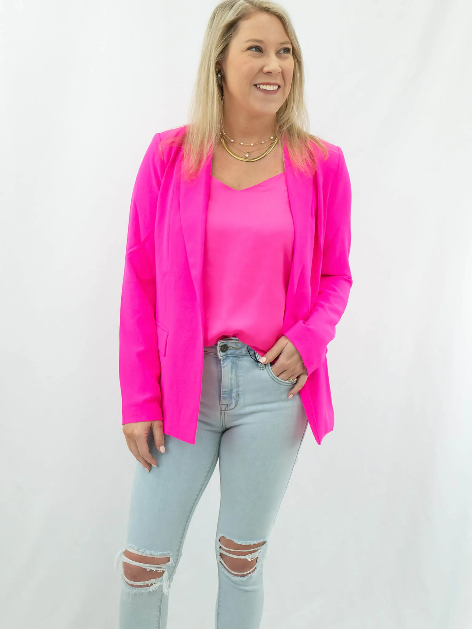 Hot Pink or Classic White Blazer