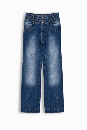 Indigo Wide Leg Denim Trousers