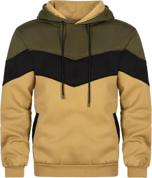 Keasmto Mens Hoodies Pullover Sweatshirt Color Block Fleece Long Sleeve Patchwork Casual Hoodie with Pockets