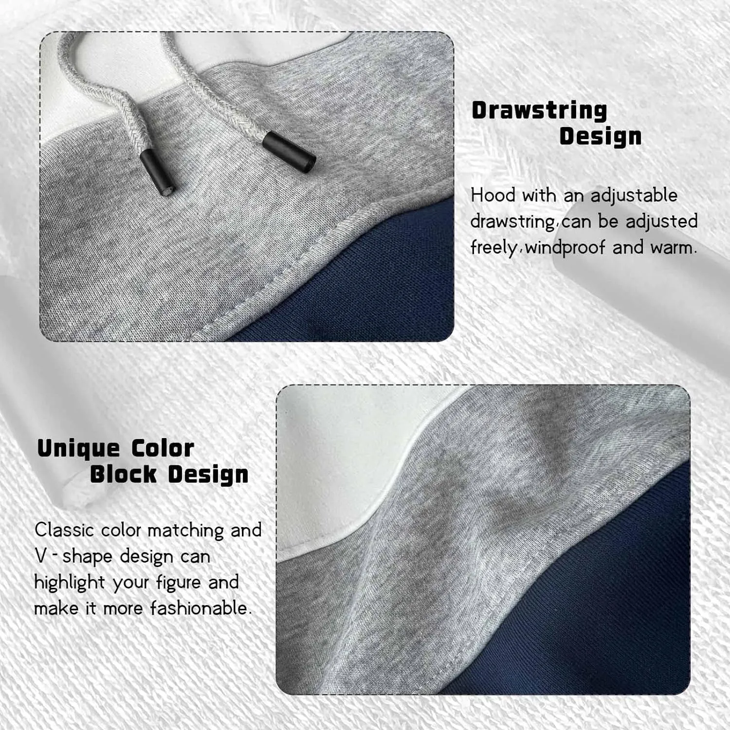 Keasmto Mens Hoodies Pullover Sweatshirt Color Block Fleece Long Sleeve Patchwork Casual Hoodie with Pockets