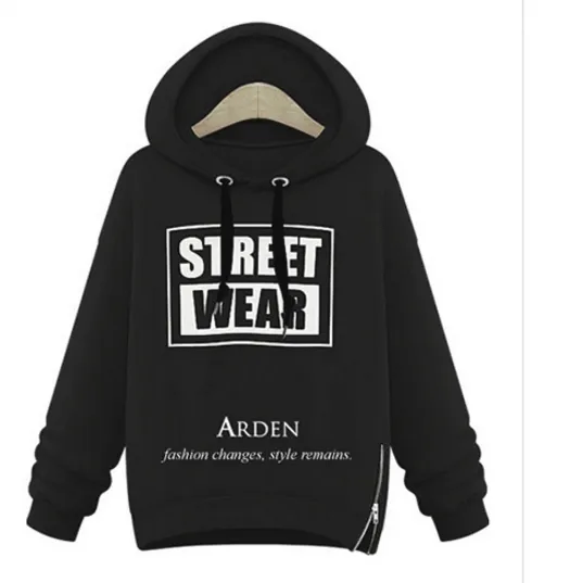 Letter Print Drawstring Long Sleeves Loose Hoodies