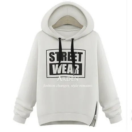 Letter Print Drawstring Long Sleeves Loose Hoodies