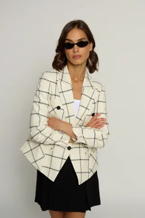 LINEN SCRUNCHED SLEEVE BLAZER